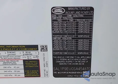 2025 Land Rover Range Rover Sport P360 Se from USA, damaged, VIN SAL1P9EU0SA454870